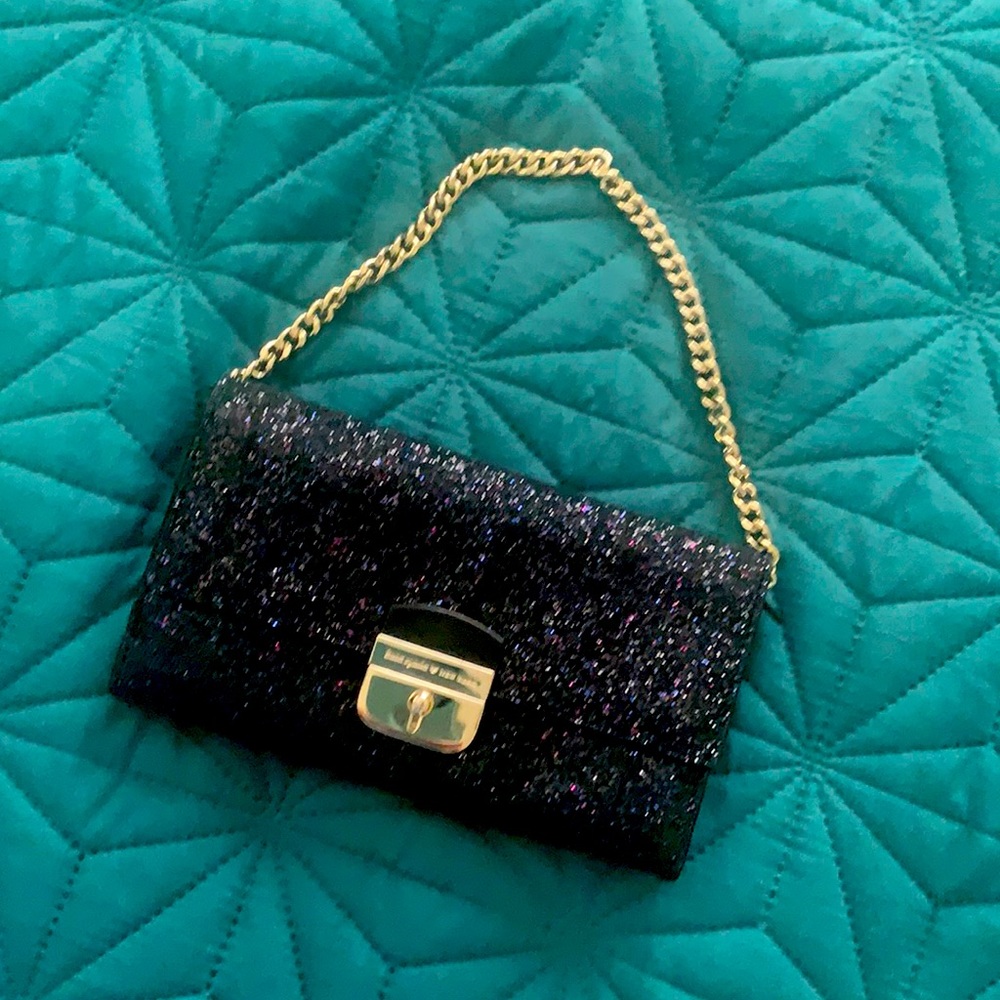 NWOT Kate Spade black sparkle evening clutch